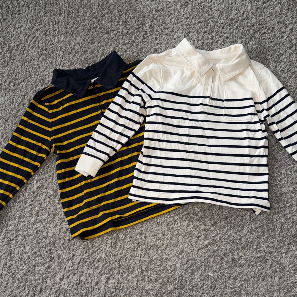 Striped Kids Polo Shirts - Navy and White
